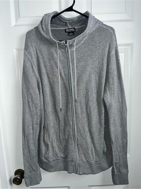 Michael Kors Zip Up Hoodie Sweat Large Men Gray Long Sleeve Cotton Classic